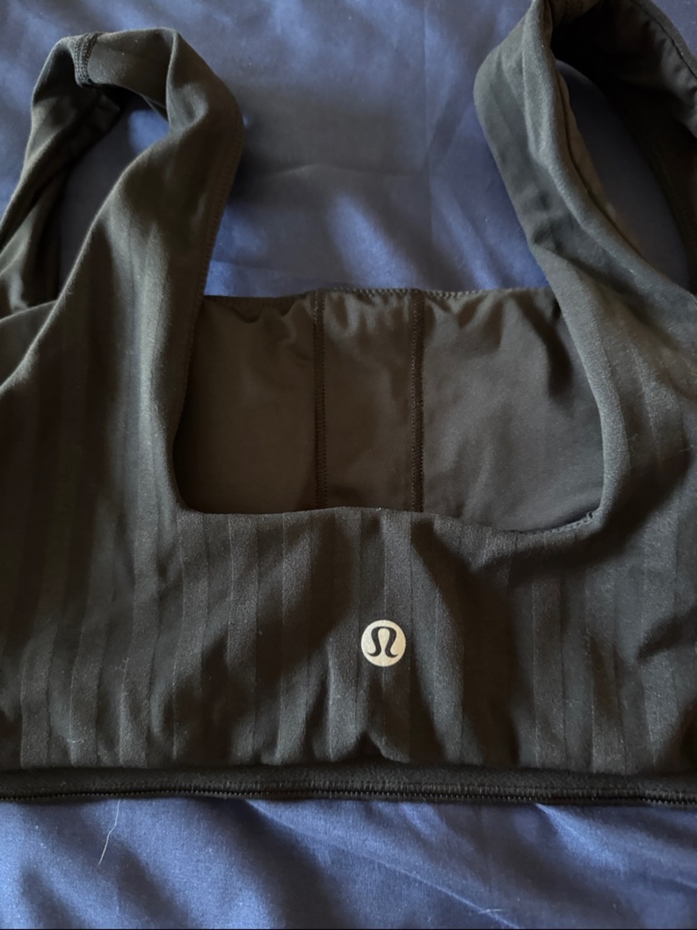 Lululemon Black Ribbed Square-Neck Cropped Tank Large - Picture 4 of 6